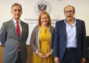 Víctor Jesús Medina, Alicia Benarroch y Jaime Auday, antes de la firma de este convenio.