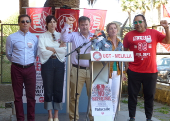 UGT celebró su tradicional acto por el Día del Trabajador, que finalizó con el sonido del himno de La Internacional.