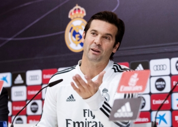 El técnico del Real Madrid, Santiago Solari, durante la rueda de prensa previa al partido de esta tarde frente a la Unión Deportiva Melilla.