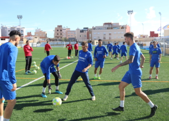 Imagen de la sesión de entrenamientos de este lunes.