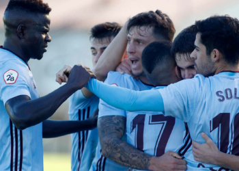 Celebración de uno de los goles del cuadro celtiña.