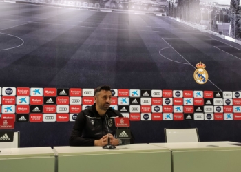 Manolo Herrero, en la rueda de prensa posterior al partido.