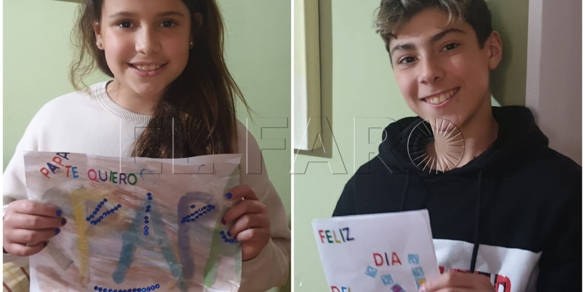 Valeria y Marko crearon unas tarjetas muy originales para su papá Miguel Ángel.