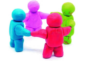 Play dough Human teamwork on white background