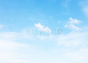 Blue sky background and white clouds soft focus, and copy space.